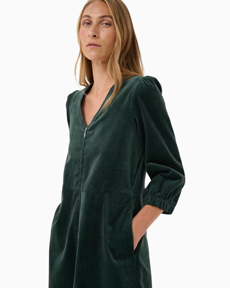 Part Two CorinnaPW Dress in Forest Green elastic cuff detail