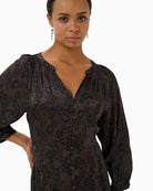 Part Two Deedee Dress in Brown Gradient Flower collar detail