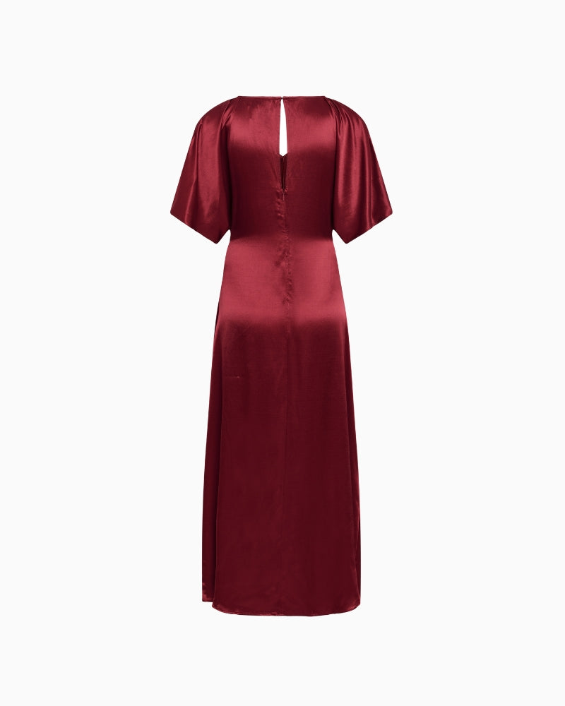 Part Two Dell Dress in red woven fabric detail