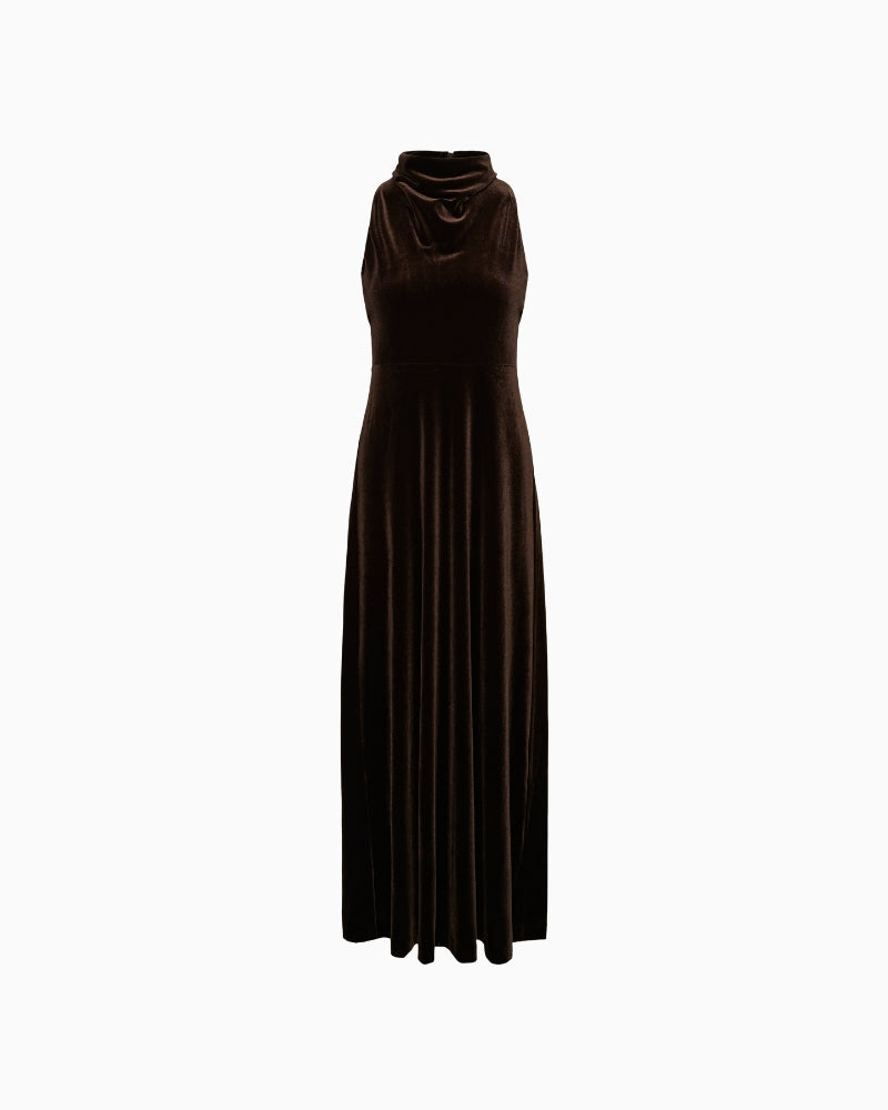 Part Two Dicle Dress in Mole brown front view