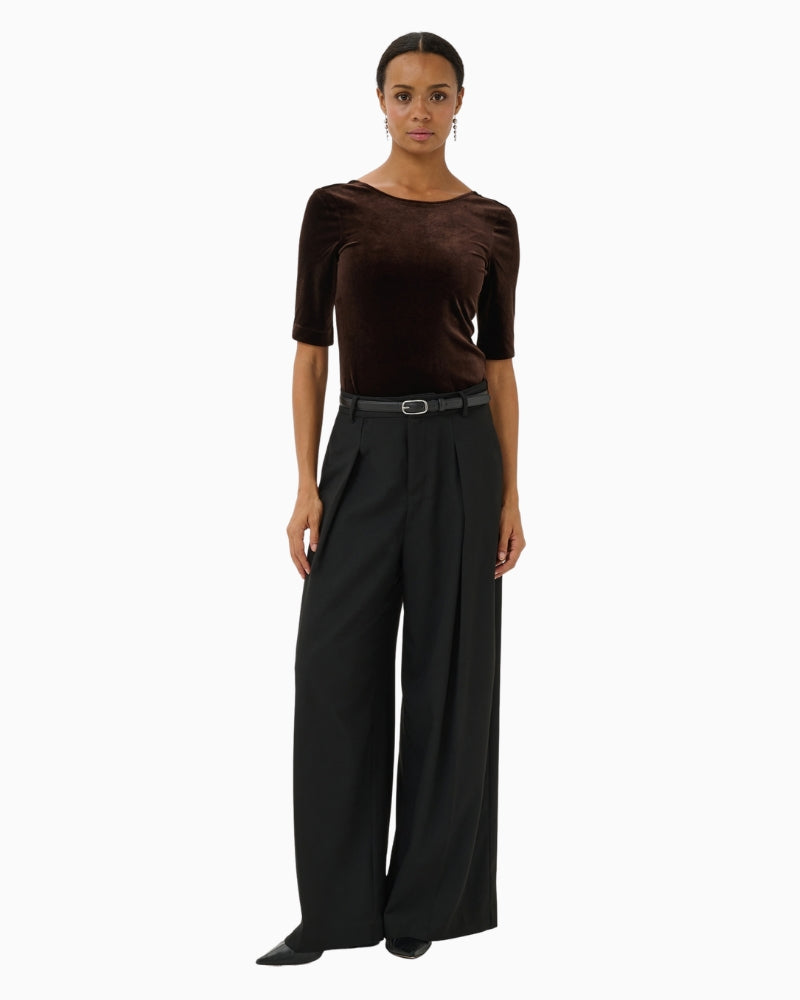 Part Two Diddi T-Shirt in Mole brown styled view