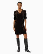Part Two Didem Dress in brown V-neckline detail