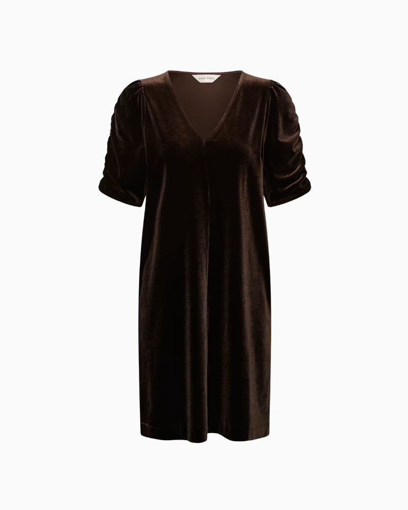 Part Two Didem Dress in brown centre seam detail