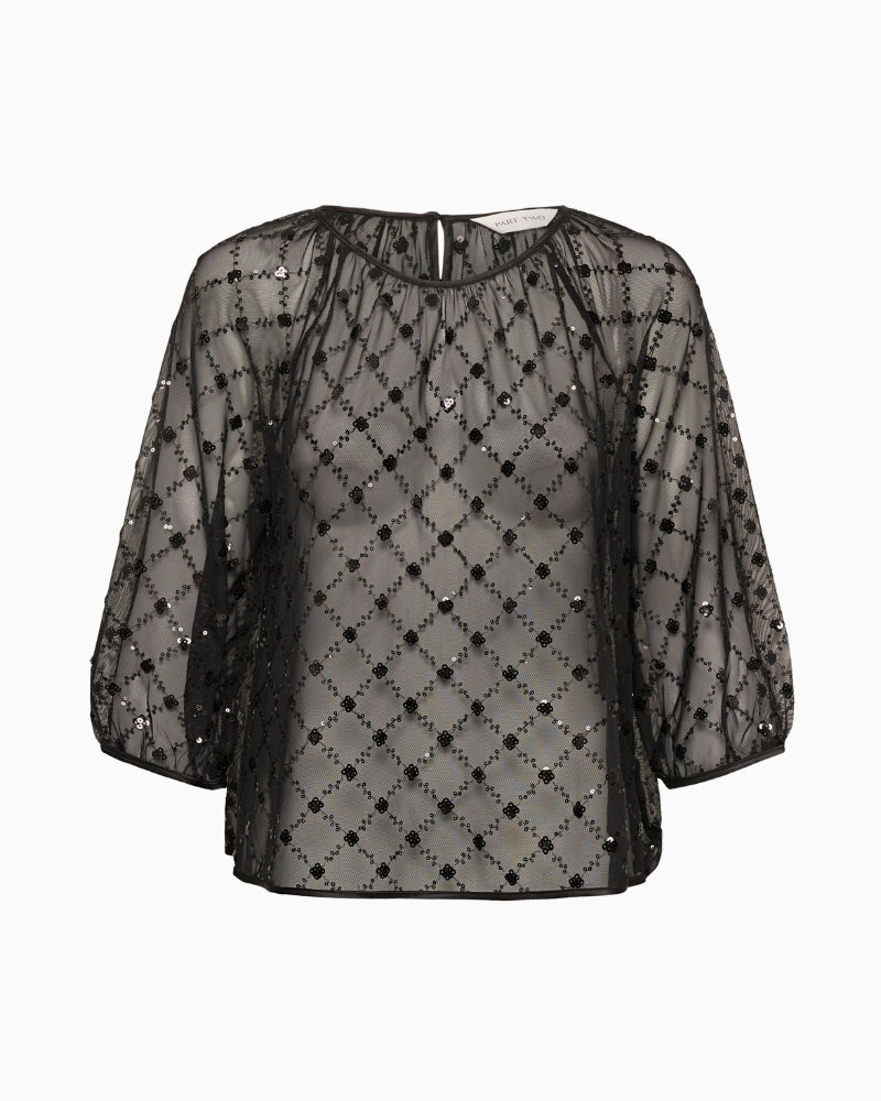 Part Two Dimka Blouse in black with placed sequins front view