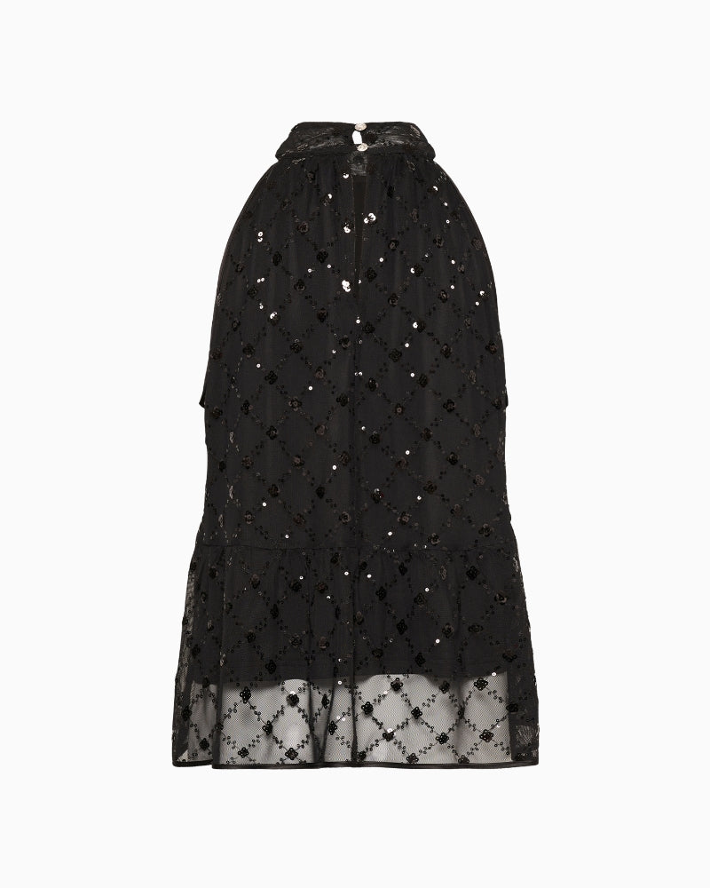 Part Two Dirtsa Top in black with placed sequins back view
