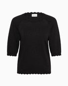 Part Two Dot Short Sleeve Jumper in black front view