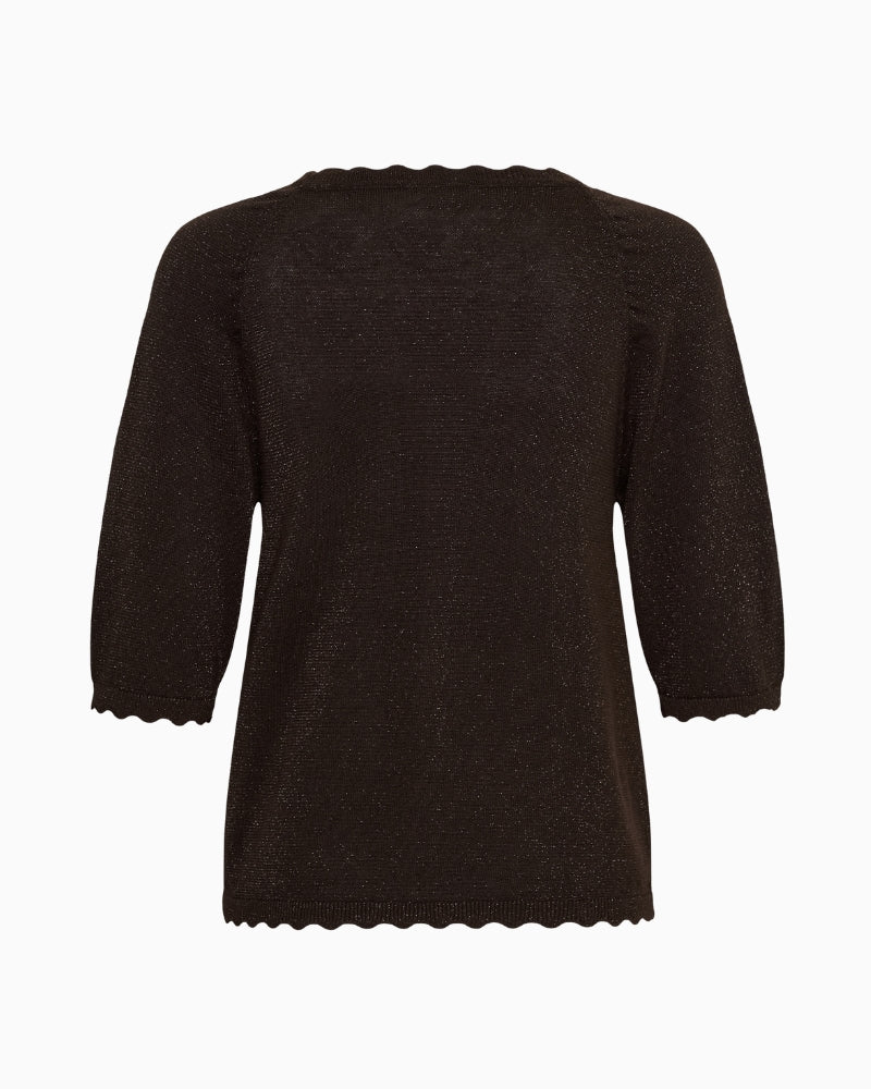 Part Two Dot Short Sleeve Jumper in brown back view