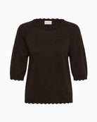 Part Two Dot Short Sleeve Jumper in brown front view