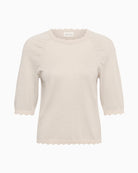 Part Two Dot Short Sleeve Jumper in cream front view