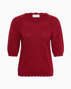 Part Two Dot Short Sleeve Jumper in red front view