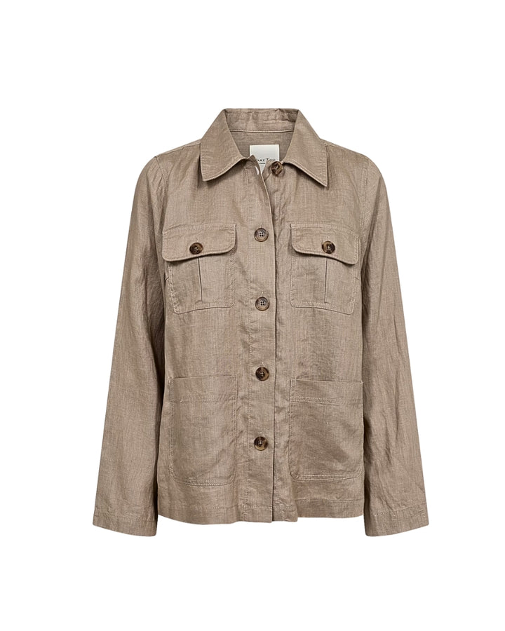 Flat lay front view of Part Two linen blazer with patch pockets and collar
