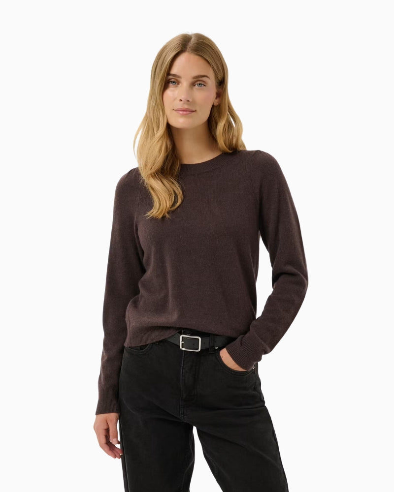 Part Two EvinaPW Cashmere Pullover in Brown front view