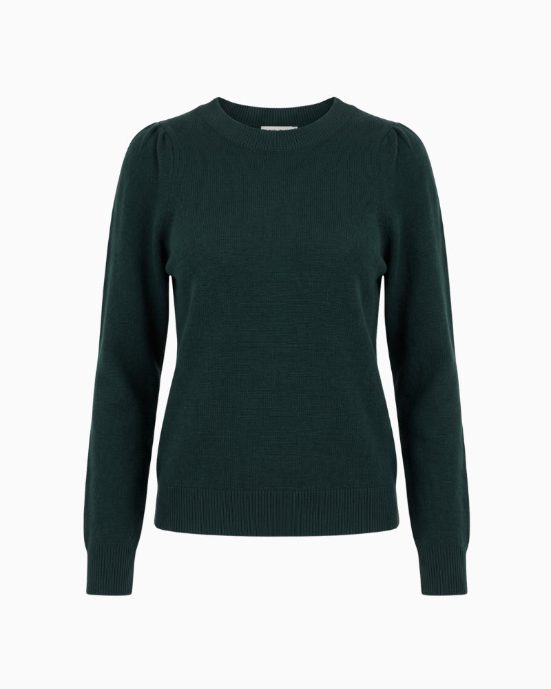 Part Two EvinaPW Cashmere Pullover in forest green front view