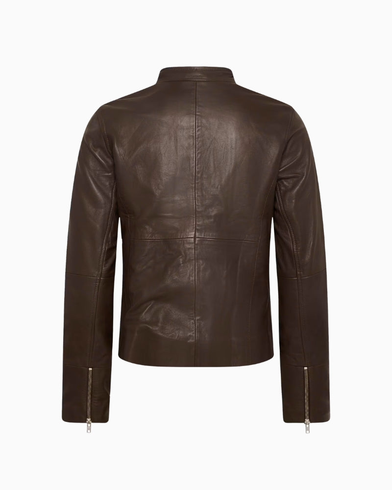 Part Two Frances Leather Jacket in Brown back view
