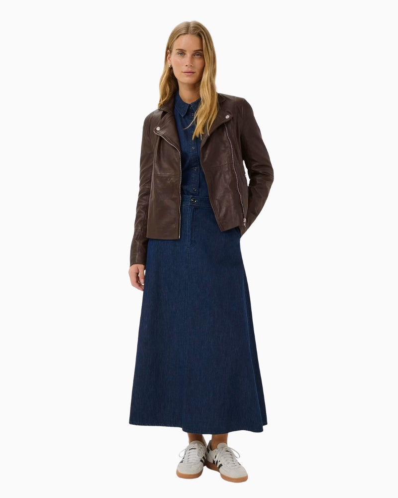 Part Two Frances Leather Jacket in Brown front view