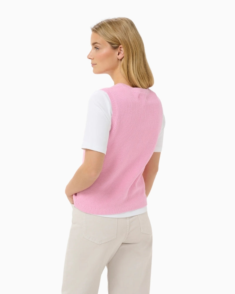 Part Two Gemma Knit Vest Cameo Pink back view on model
