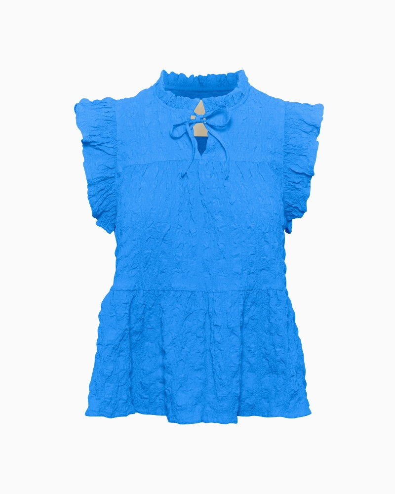 Front view of Part Two Gimaline sleeveless blouse in blue
