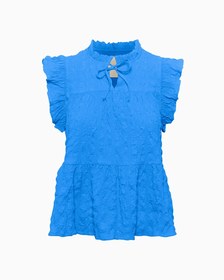 Front view of Part Two Gimaline sleeveless blouse in blue