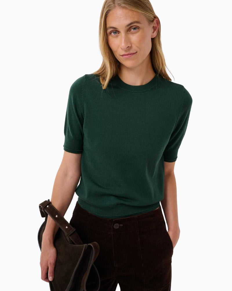 Part Two NatanyaPW Pullover in Forest Green crew neckline detail
