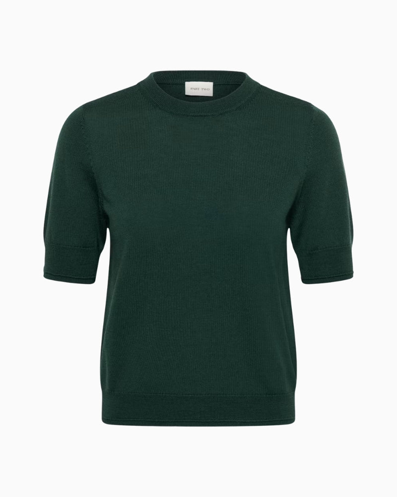 Part Two NatanyaPW Pullover in Forest Green knit detail