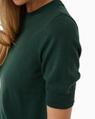 Part Two NatanyaPW Pullover in Forest Green ribbed cuff detail