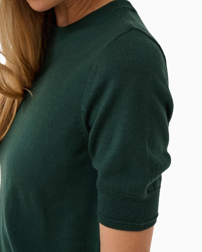 Part Two NatanyaPW Pullover in Forest Green ribbed cuff detail