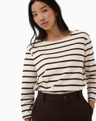 Part Two Nela PW T-Shirt in Cream/Brown stripe detail