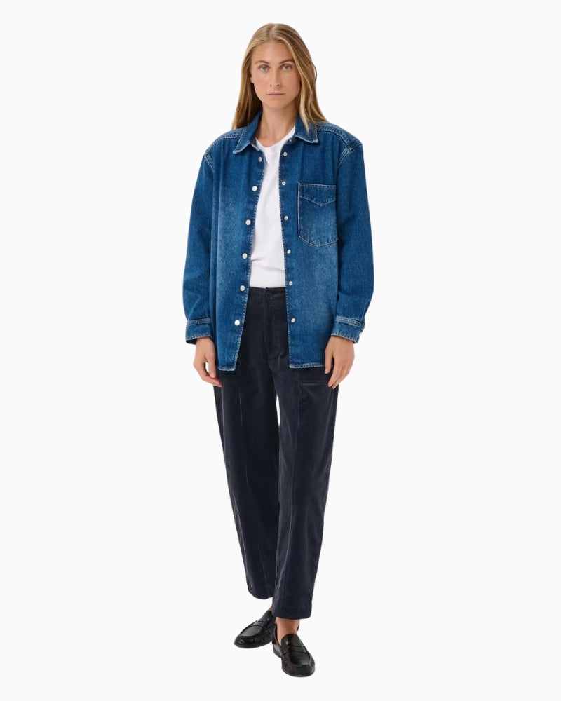 Part Two Netta PW Pants in Navy showing cropped leg silhouette