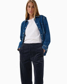 Part Two Netta PW Pants in Navy waistband and side pocket detail