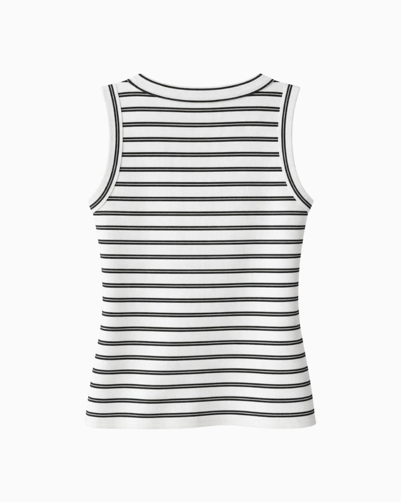 Part Two NikkiaPW sleeveless top black stripe back view
