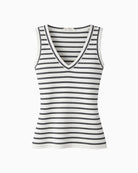 Part Two NikkiaPW sleeveless top black stripe front view