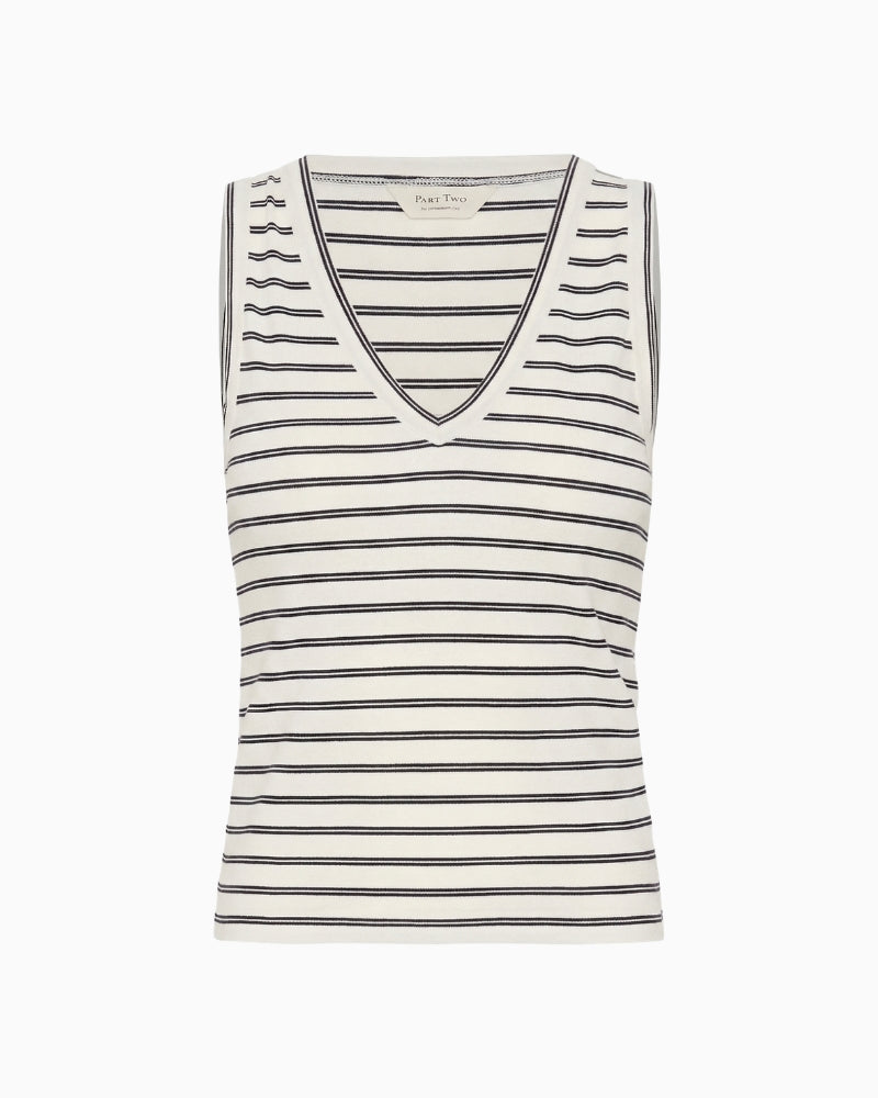 Part Two NikkiaPW sleeveless top navy striped fabric detail