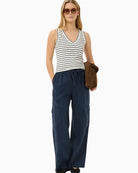 Part Two NikkiaPW sleeveless top navy striped front view