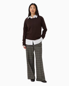 Part Two Ninni PW Pants in Grey Check wide-leg detail