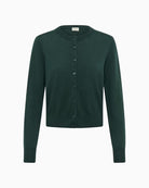 Part Two NoelaniPW Cardigan in Forest Green crew neckline detail