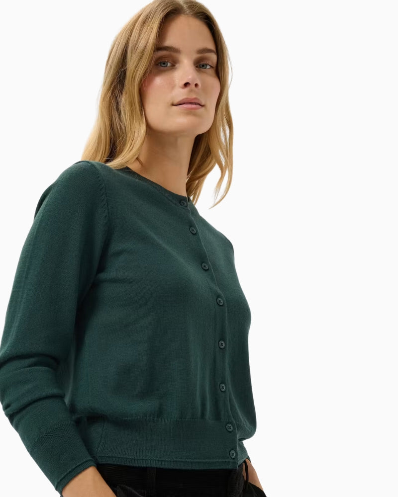 Part Two NoelaniPW Cardigan in Forest Green side view