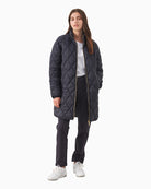 Part Two Olilas Coat in Dark Navy side view showing relaxed silhouette