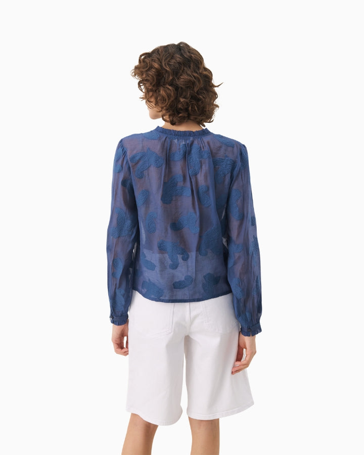 Back view of Part Two woven cotton blend shirt in oceana blue