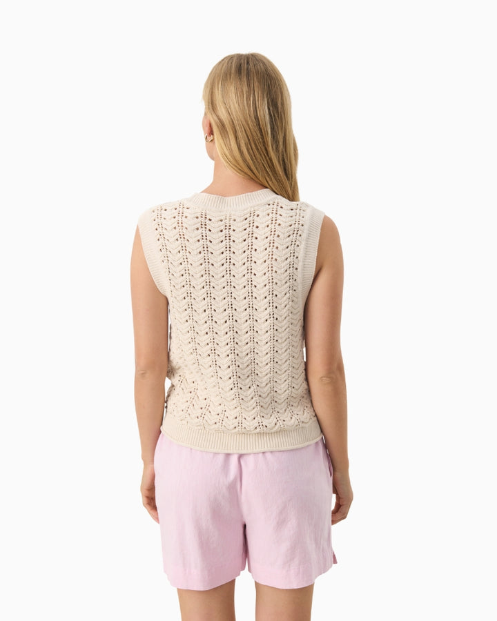 Back view of Part Two Radka Waistcoat showing slim fit and lightweight knitted fabric