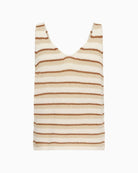 Part Two RebeccaPW Knit Tank Top in cream and brown stripe flat lay black view
