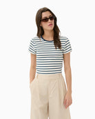 Part Two RochellePW T-Shirt in Cream and Blue Stripe front view