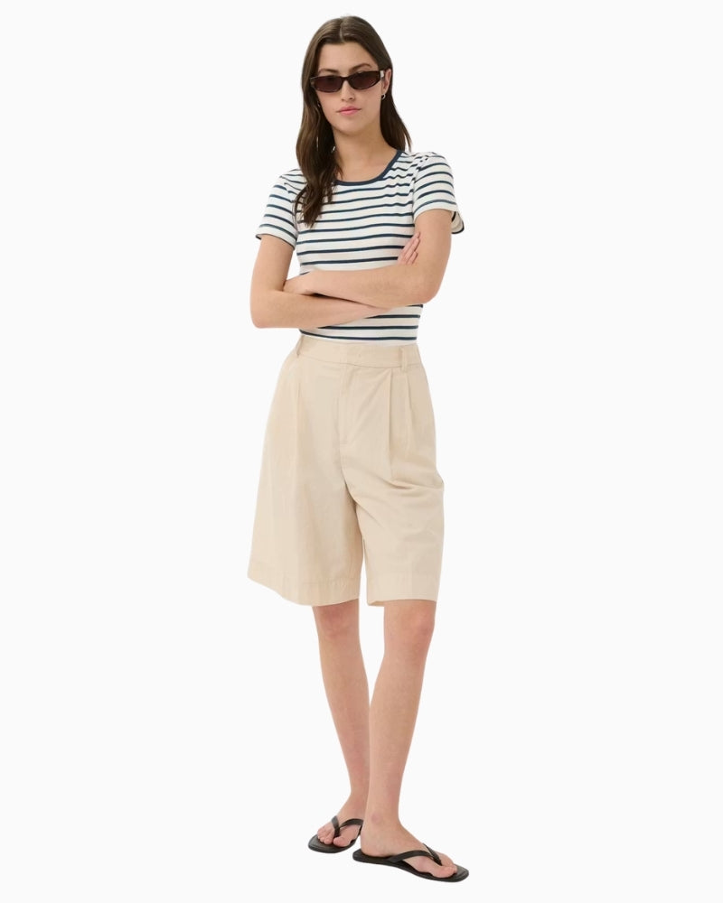 Part Two RochellePW T-Shirt in Cream and Blue Stripe full outfit view