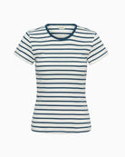 Part Two RochellePW T-Shirt in Cream and Blue Stripe front view