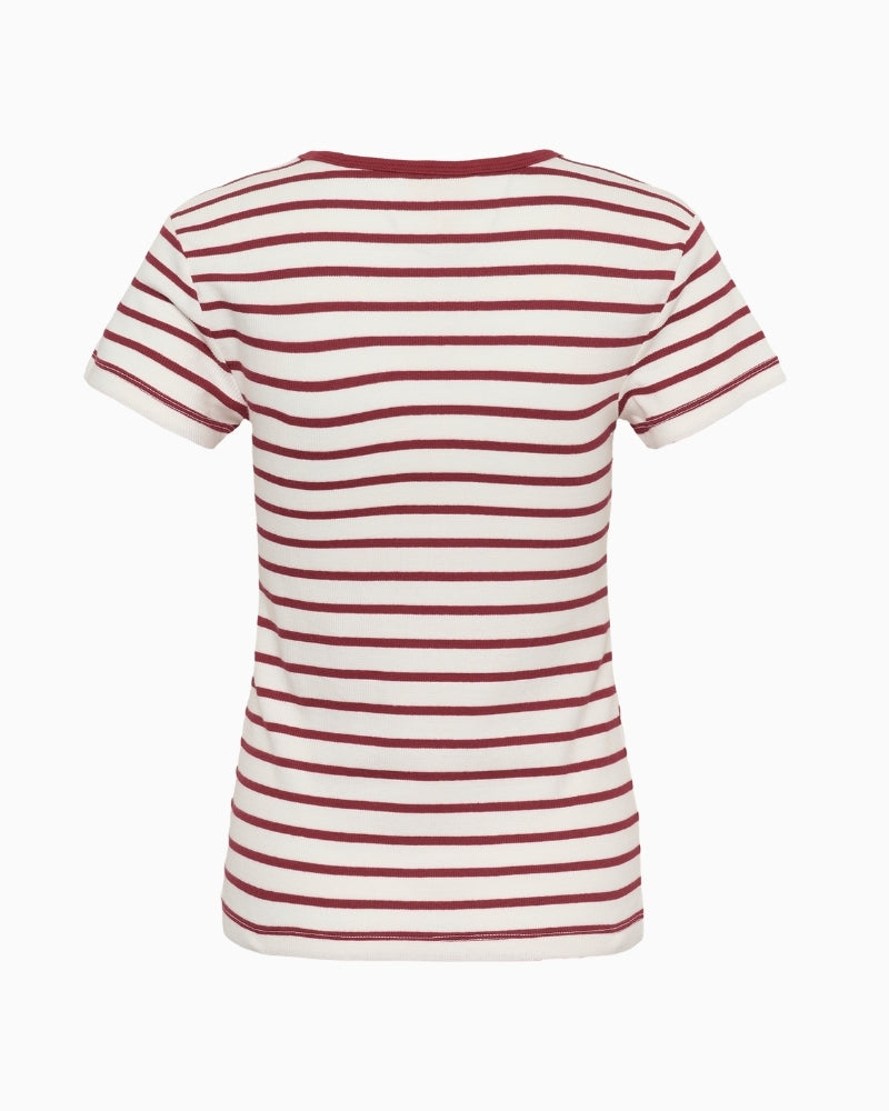 Part Two Rochelle T-Shirt in Cream and Burnt Russet Stripe back view
