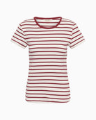 Part Two Rochelle T-Shirt in Cream and Burnt Russet Stripe front view