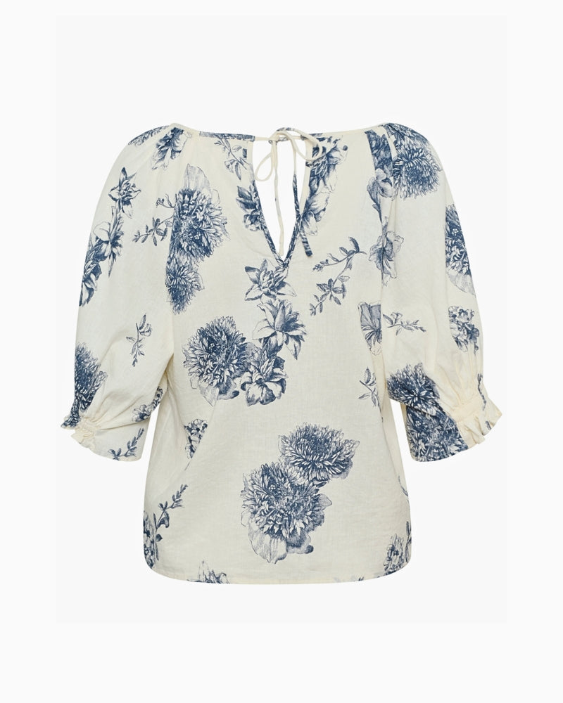 Back view of Part Two Rosalyn Blouse showing relaxed fit and half sleeves
