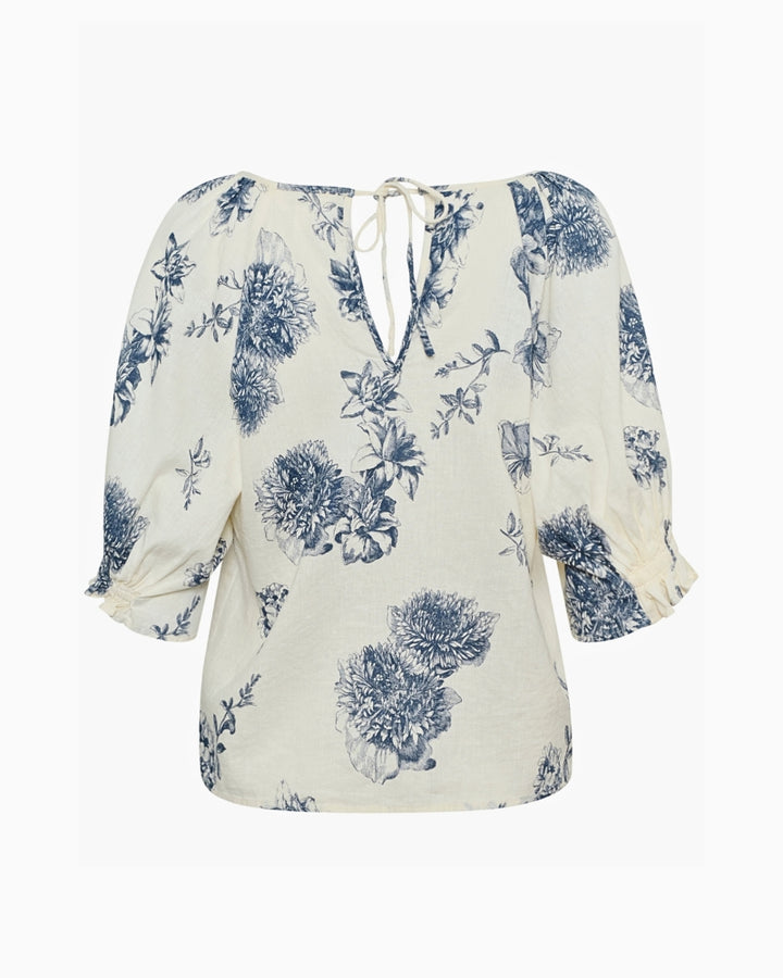 Back view of Part Two Rosalyn Blouse showing relaxed fit and half sleeves