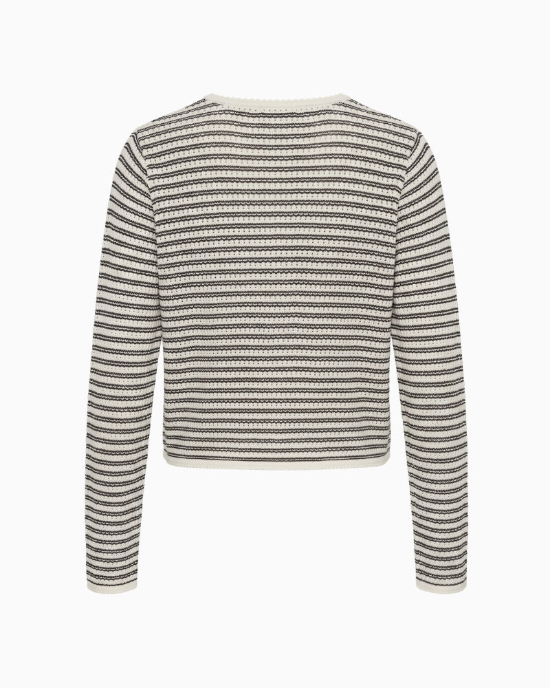 Part Two RosefinaPW Cardigan in navy stripes back view