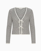 Part Two RosefinaPW Cardigan in navy stripes front view