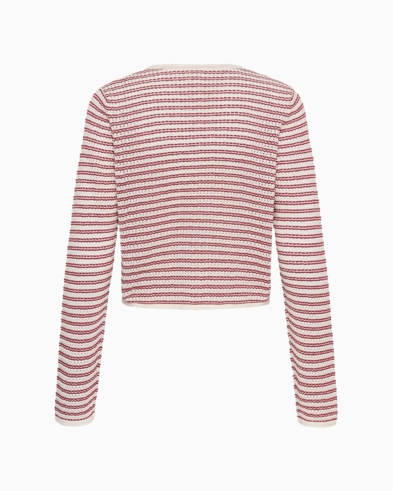 Part Two Rosefina Cardigan in red stripe back view